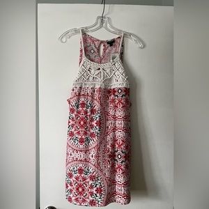 Torrid Pink Floral Fabric With White Macramé Trim Sleeveless …